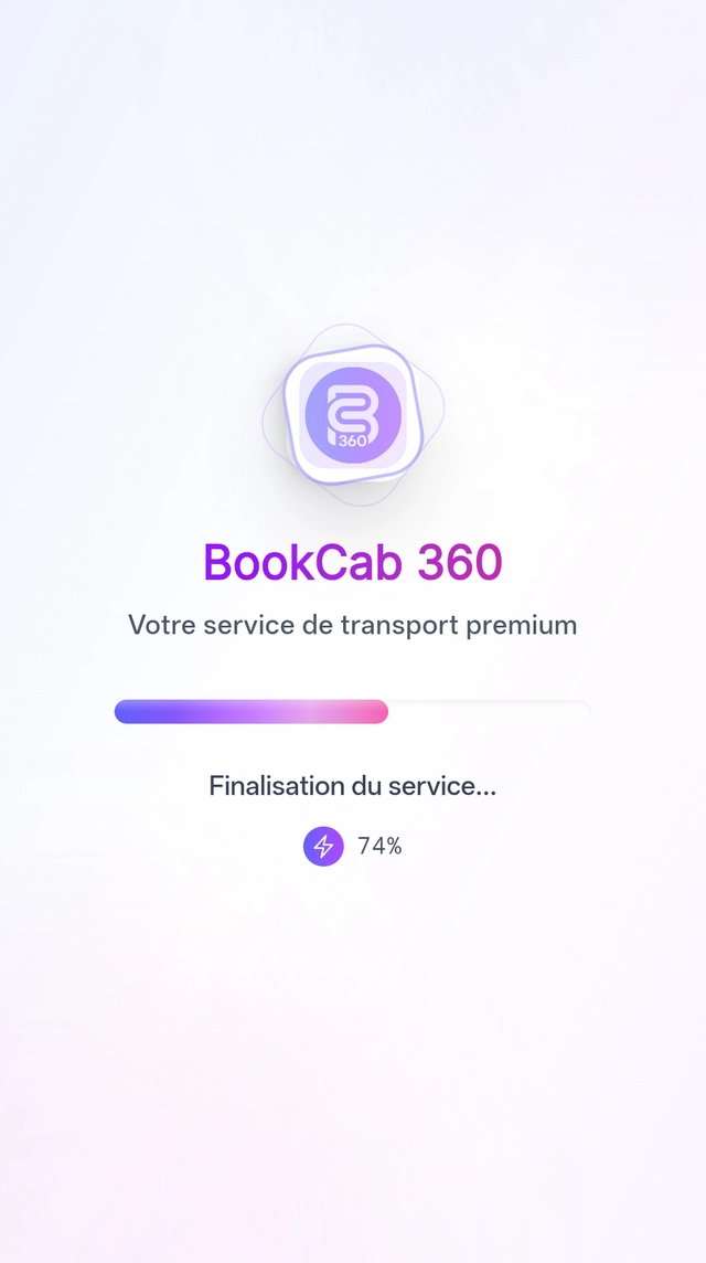 Application mobile BookCab 360° affichée sur un smartphone